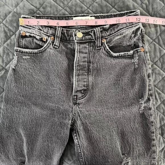 Abercrombie & Fitch Jeans Women Size 25 0 S The Dad High Rise Washed Black C - Picture 7 of 8